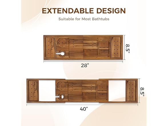 Fun Memories Teak Bathtub Tray - Luxury Bath Tray