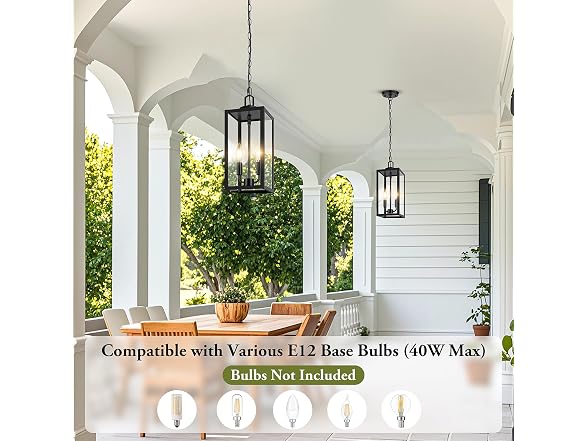 BesLowe 2-Light Outdoor Pendant 15in