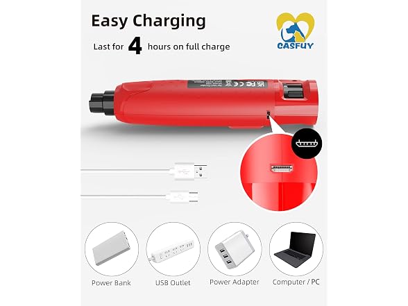 Casfuy Red Quiet 6-Speed Dog Nail Grinder