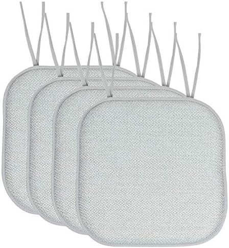 Sweet Home Collection SHC-TIES-CHAIR-PAD-CAM-WHTSGB-4PK 4PK Memory foam chair cuhsions White/Sage