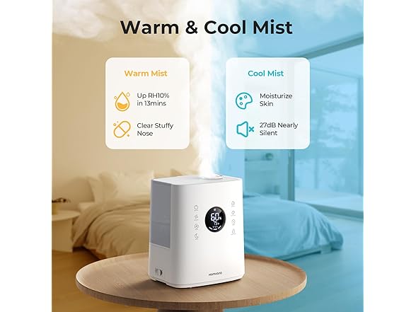 Homvana Humidifiers for Bedroom Large Room, 6.5L Top-Fill Wa (Open Box)