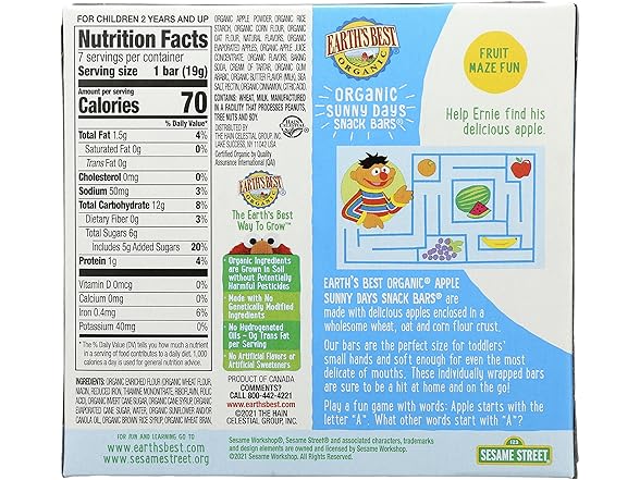 7CT Earth's Best Organic Sunny Days Snack Bars