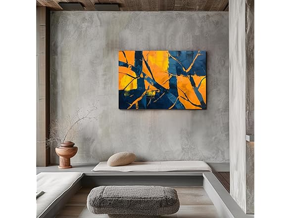 Orange Nave Blue Abstract Wall Art