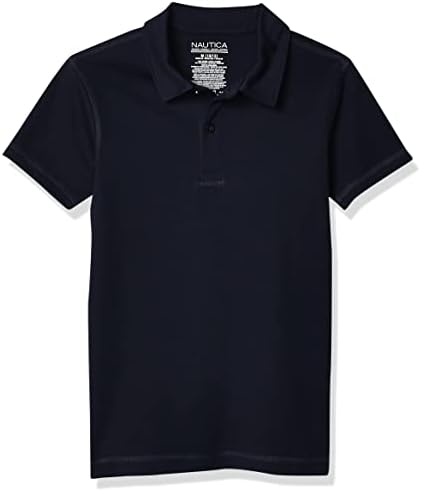 Nautica Boys' School Uniform Sensory-Friendly Short Sleeve Polo, Navy, Small(8)