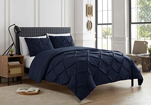 Sweet Home Collection SHC-PINTUCK-DUVET-NVY-Q Queen Pintuck 3 Piece Duvet set Navy