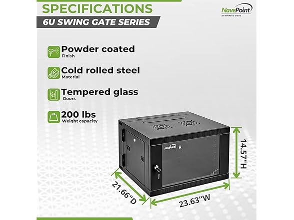NavePoint 6U Server Cabinet with Hinged