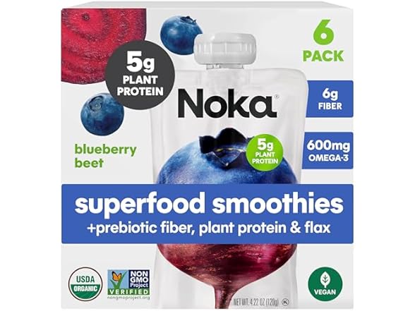 Noka Superfood Fruit Smoothie Pouches 6 Count