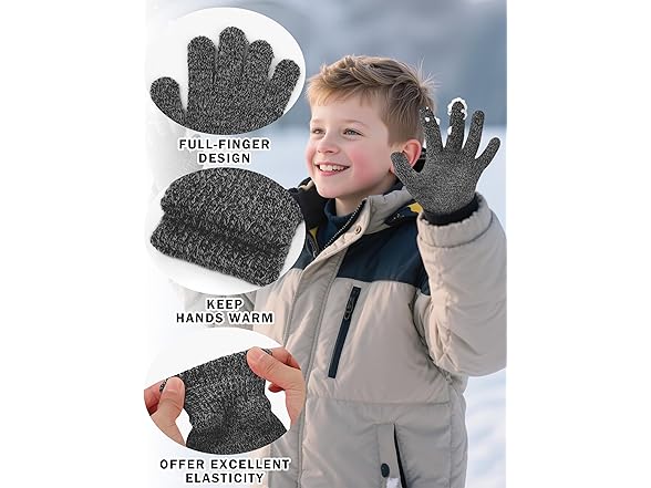 24 Pack Kids Stretchy Winter Gloves