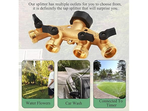 ENNSOO Water Hose Splitter Durable 4 Way