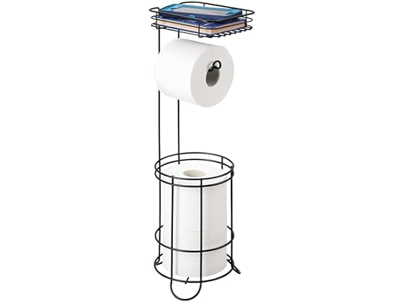 iDesign Weston Toilet Paper Holder Stand with Shelf
