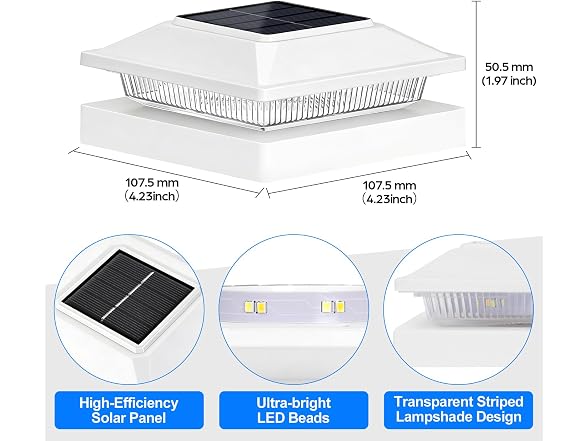 Brightever Solar Post Cap Lights 16 Pack White