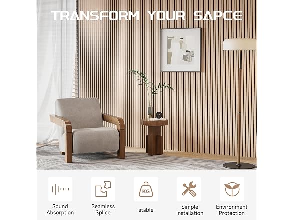POHARE Wood Slat Wall Panels 2 Pack