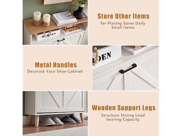 Alaxgumrol Shoe Cabinet 2 Flip Drawers
