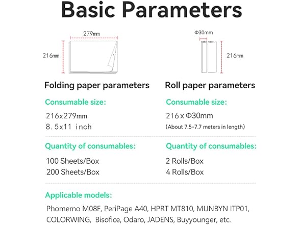 US Letter Thermal Printer Paper, 8.5" x 11"