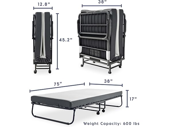 Nestl Folding Bed with 5" Luxury Memory Foam Mattress