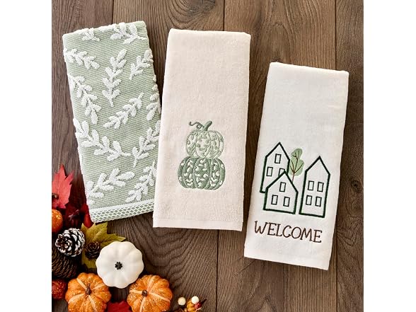 SKL Home Fall/Thanksgiving Scroll Pumpkin Hand Towel Set-2pc