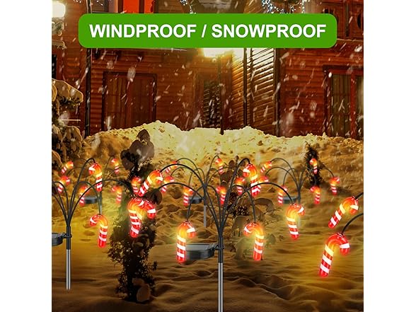 Hakol Baquler 4 Pack Christmas Solar Lights (Candy Cane)