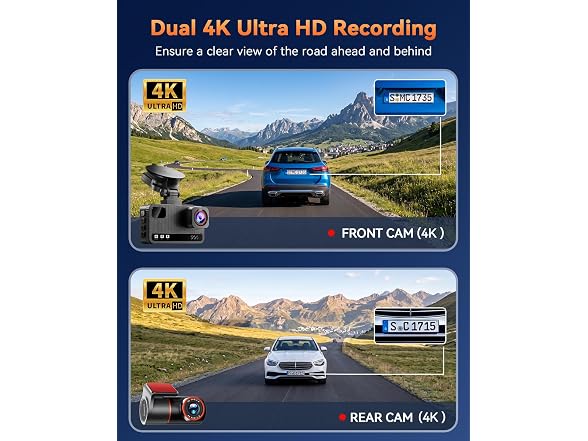 Aputeta 4K+4K Dual Dash Cam Front Rear