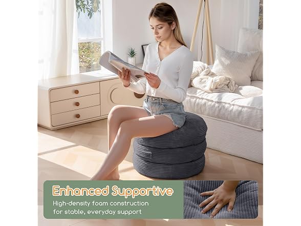Round Pouf Ottoman, Foam Footrest