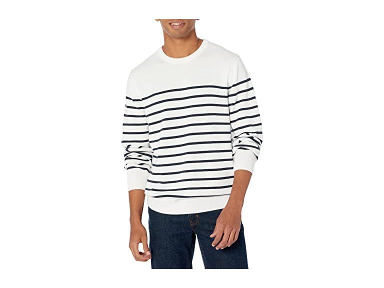 Navy White Placed Stripe