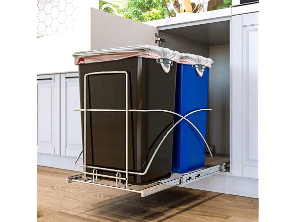 Home Zone Living 15 Gallon Pull Out Dual Kitchen Trash Can