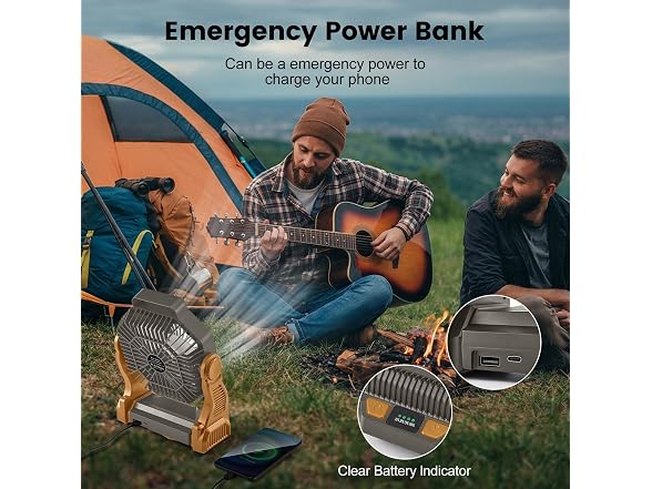 Odoland Brown Rechargeable Camping Fan