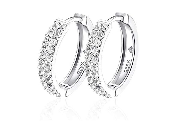 YOURDORA CZ Hoop Sterling Silver Earrings