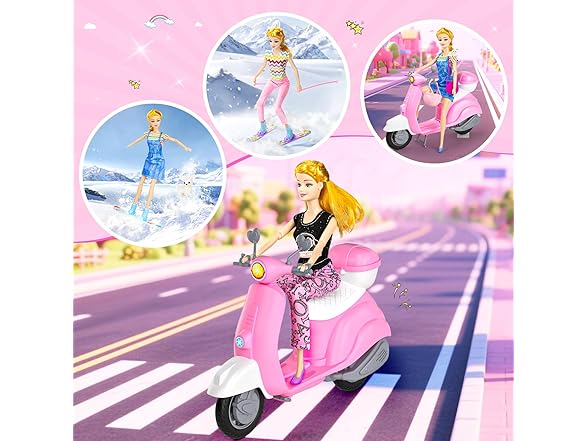 67PCS Doll Playset with Scooter & 11.5 Inch Doll