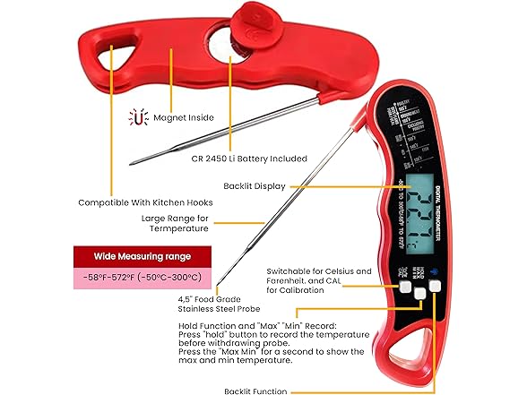 Digital Meat Thermometer Instant Read