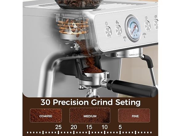 Electactic 15 Bar Espresso Machine with Grinder & Milk Frother