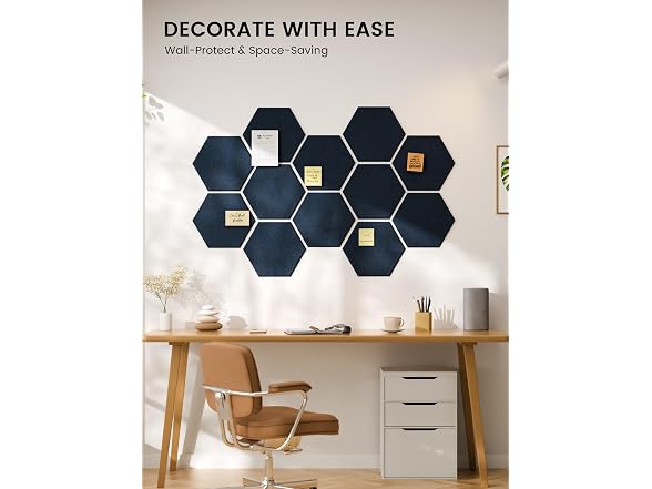 Fluxynara 12 Pack Hexagon Felt Bulletin Board Tiles