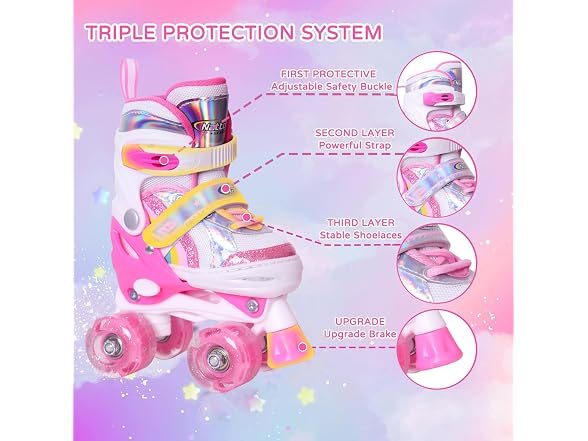 Nattork Adjustable Pink Roller Skates Size XS