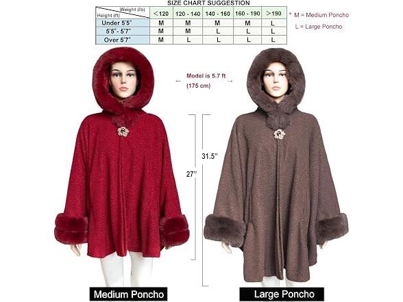 Dahlia Women (L) Winter Poncho Cape Faux Fleece