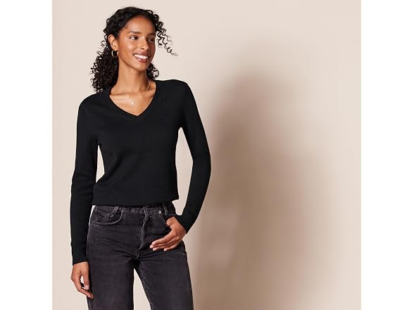 Amazon Essentials Women 100% Cotton V-neck Sweater