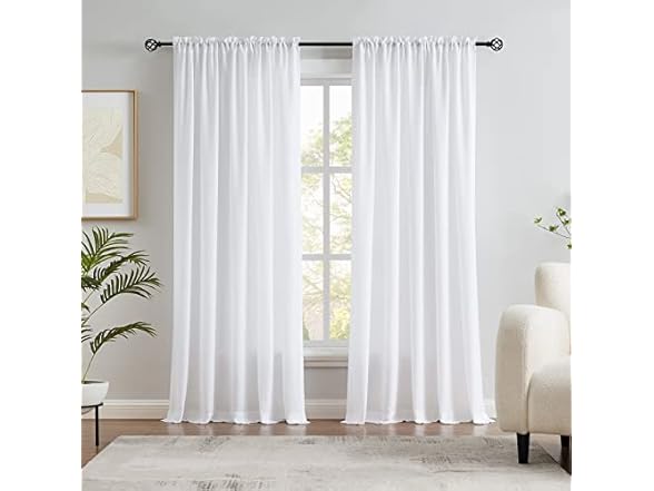 Melodieux White Curtain 2Pk, Choose Size