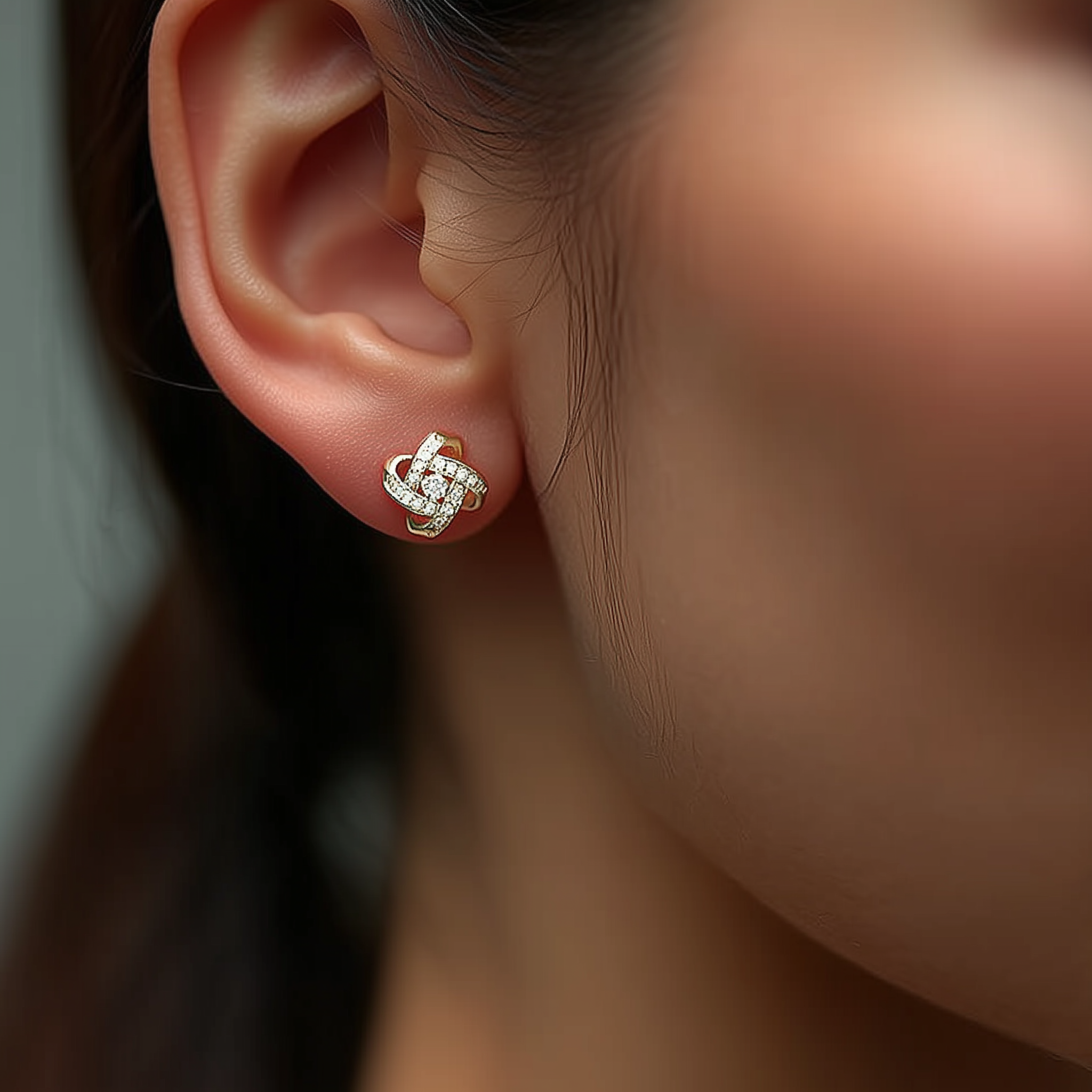 14K Gold Love Knot Stud Earrings - Gallery 6