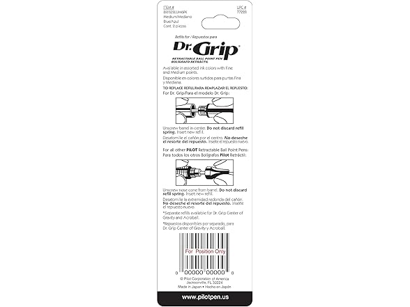 PILOT Dr. Grip Ballpoint Ink Refills