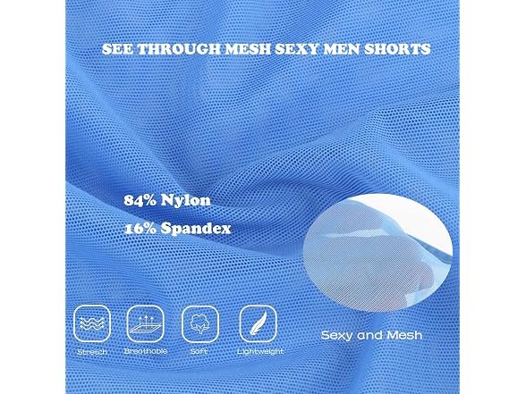 Zonbailon Men (3XL) Sexy Mesh Split Side Shorts