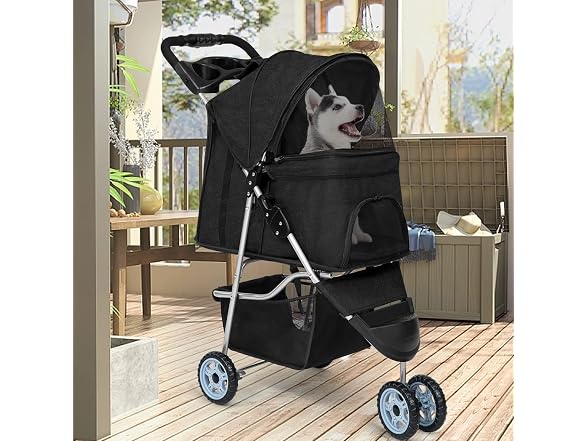 BestPet | 3-Wheel Foldable Pet Stroller | Black