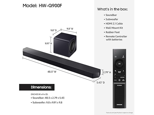 (NEW) Samsung HW-Q900F 7.1.2ch Q-Series Soundsystem (2025)