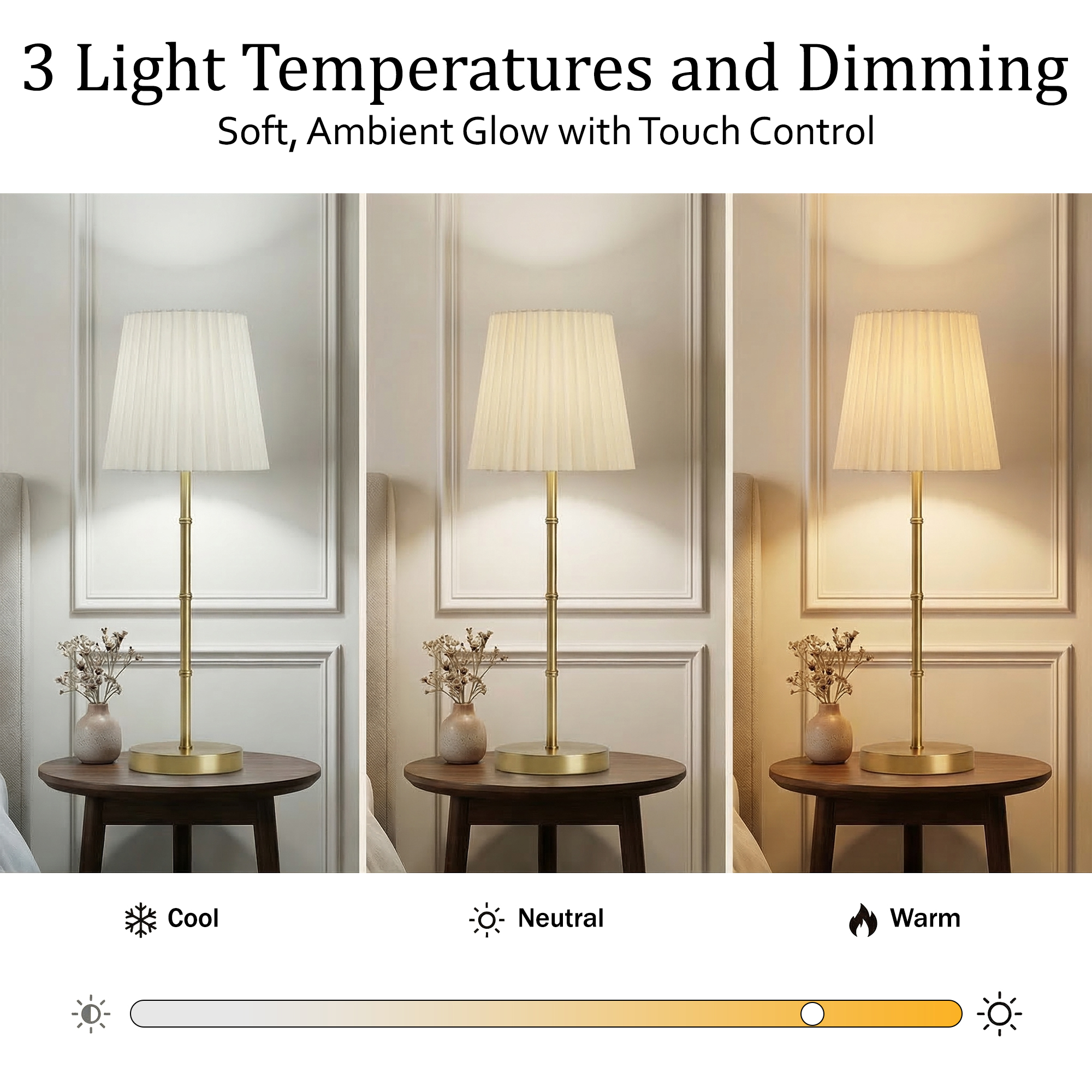 Bamboo Stem Pleated Shade Cream Lamp - Gallery 18