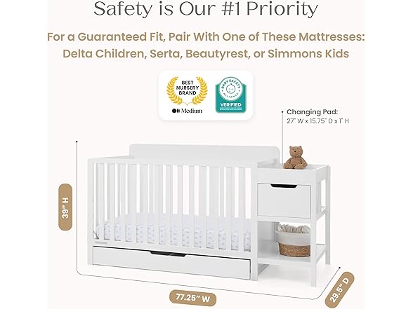 Delta Children Maya 5-in-1 Convertible Crib