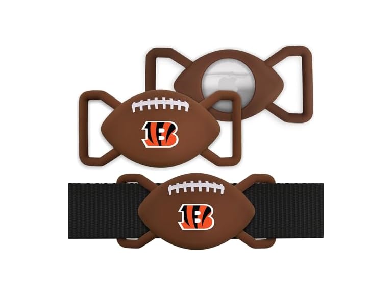 NFL Cincinnati Bengals Football Apple AIR TAG Holder 2-Pack for Dogs & Cats, Case for Apple Airtag Tracker, GPS Dog Tracking Device Collar Holder