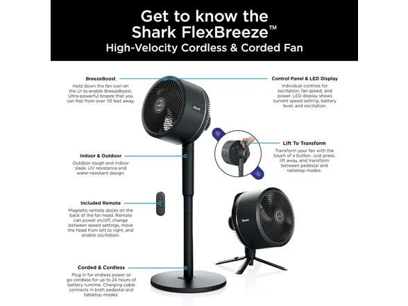 Shark FlexBreeze Pedestal & Tabletop Fan