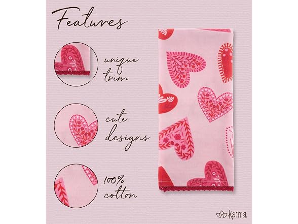 Karma, Valentines Tea Towel, 100% Cotton Hand Towel