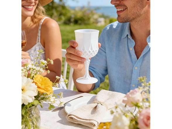 Fun Express White Patterned Plastic Wine Glasses - 12 Ct.