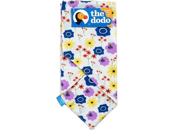 The Dodo Dog Bandana, April Flowers, One-Size - Floral