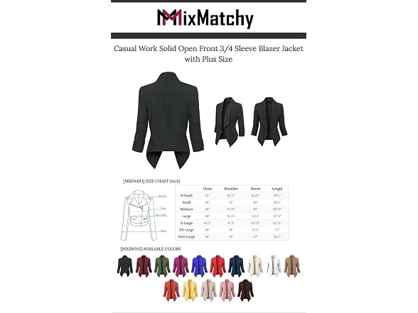 MixMatchy Women (L) Casual Work Solid Open Jacket