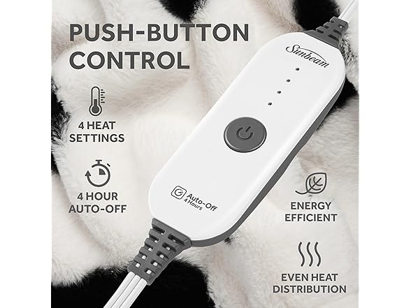 Sunbeam Heated Faux Fur Throw Blanket