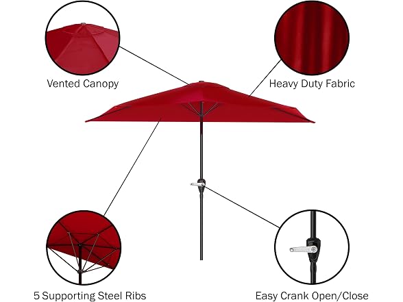Half Umbrella Outdoor Patio Shade - 9ft